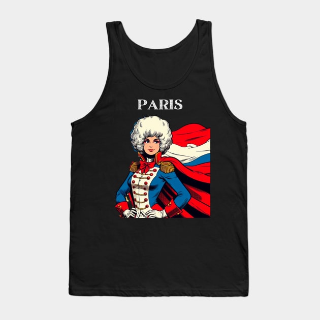 Paris France Female Comic Book Superhero Tank Top by Woodpile